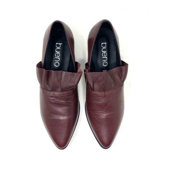 Bueno Burcu leather ruffle flats Merlot - Picture 6 of 7